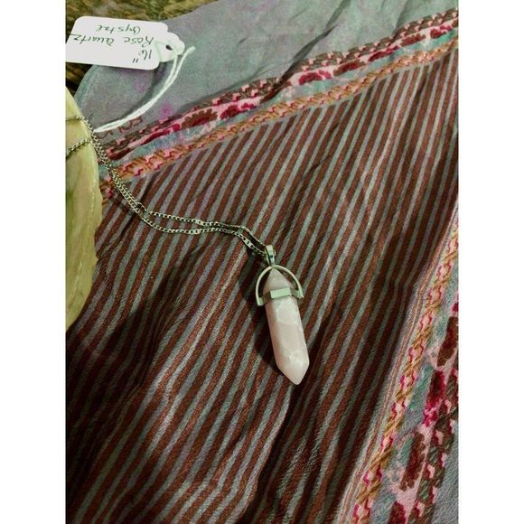 NWT Natural Gemstone Quartz 16” Chain & Pendant Pointed Reiki Chakra Hexagonal - Picture 2 of 9